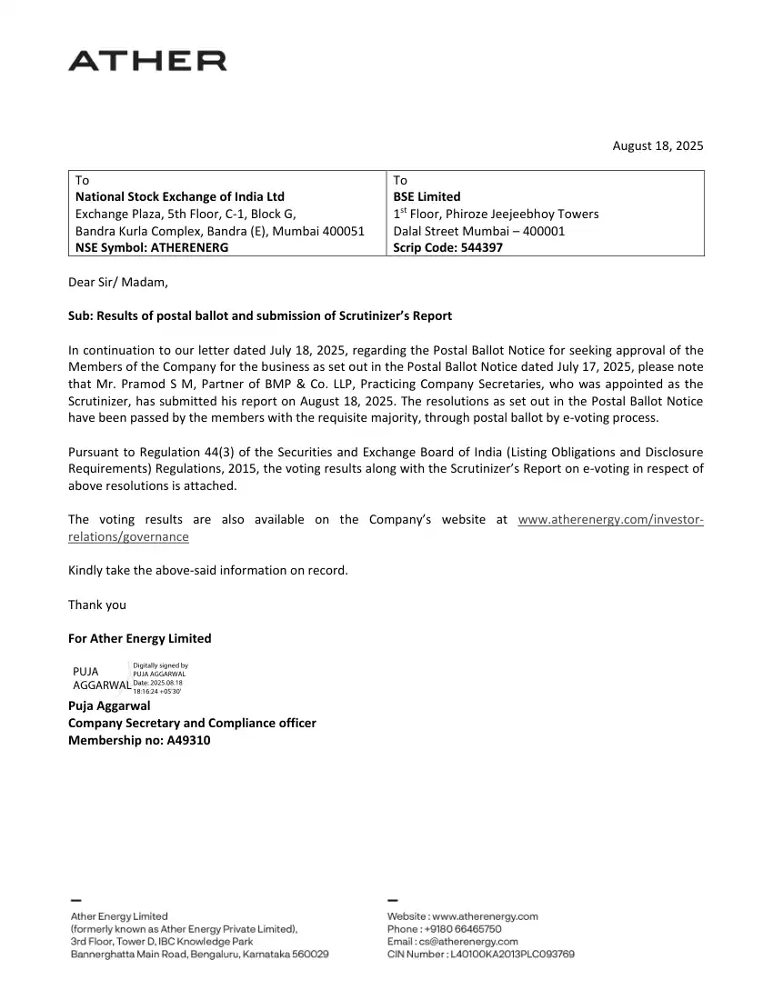 Page 1 of the Ather Energy filing